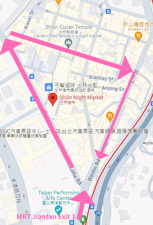 Shilin night market route